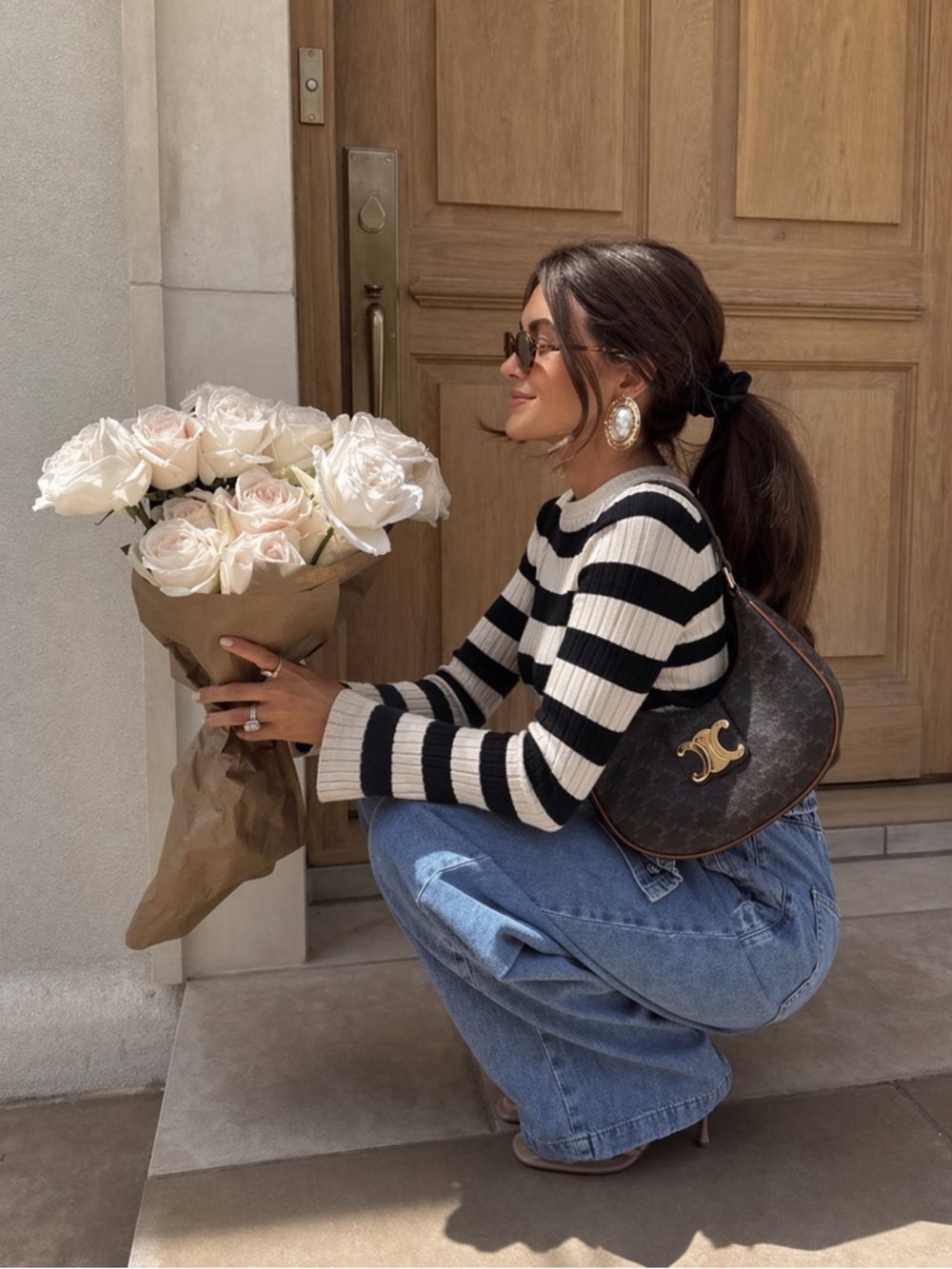 Stripe Ribbed Knit Long Sleeve Top